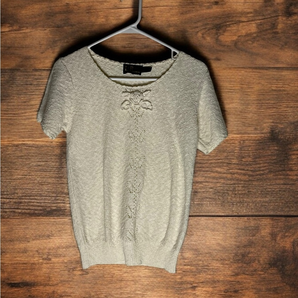 Vintage LeRoy Knitwear crème knit top - Small (B7)